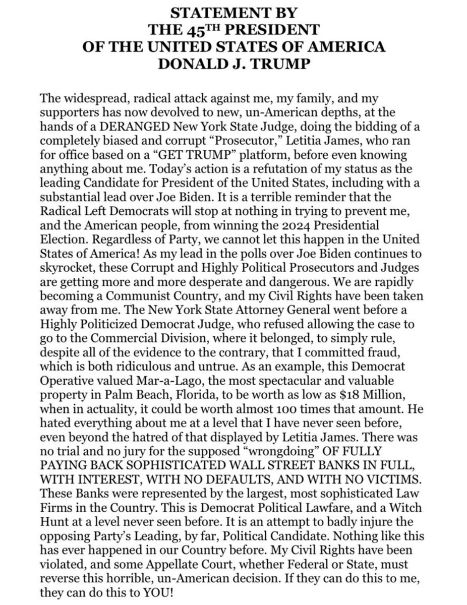 JohnFugelsang's tweet photo. I recommend reading Donald Trump's response to the Trump Org fraud ruling while listening to the piano coda to "Layla." https://t.co/B6OT4ryX89
