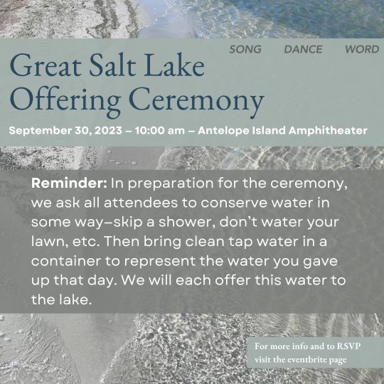 shoshonelder's tweet photo. If you can join us on Saturday, please do. We are having a ceremony for the Great Salt Lake out on Antelope Island starting at 10am ￼ https://t.co/GrLda9FSki