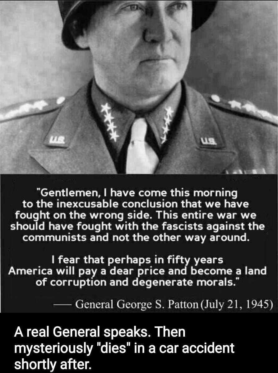 @WistfulCass @anglos4xon >>>Clearly you have no knowledge of history. Maybe watch #RiseOfTheNazis 

You only have to look at Patton's last paragraph and look around you at the corruption and degeneracy to know that he was correct...