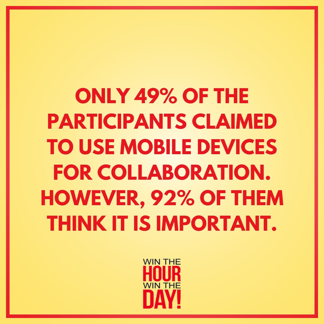 krisward's tweet image. Only 49% of the participants claimed to use mobile devices for collaboration. However, 92% of them think it is important.

#systemsandprocesses #servicebusiness #outsourcing
#teamdevelopment #smallbusinessowners