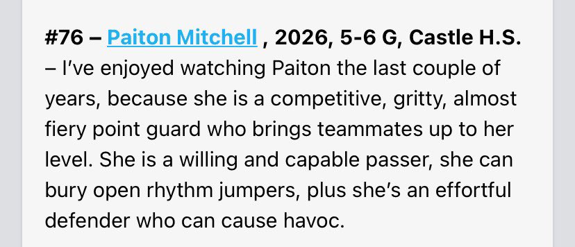 PaitonMitchell5's tweet photo. Thank you @PGHIndiana for the write up!! I had a great time at the Top 250 expo this past weekend!! @INElitePrime @CastleGBasketb1 https://t.co/AtWM2wv4Hg