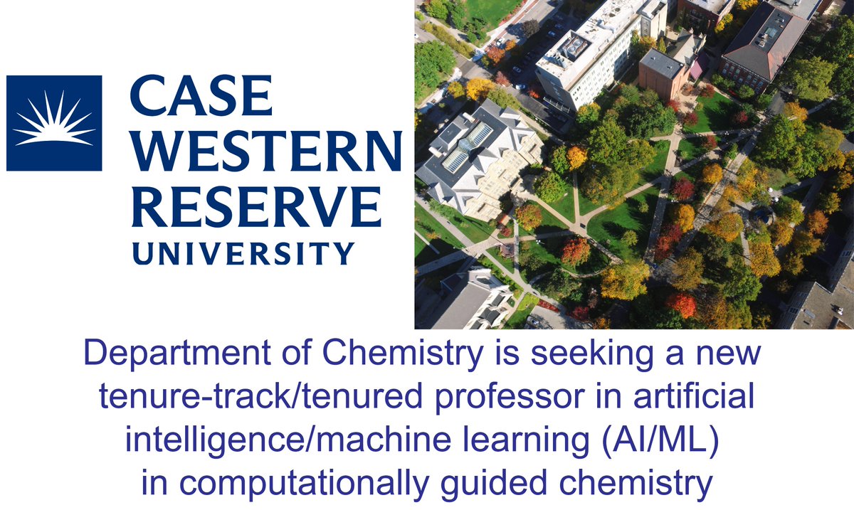 We are hiring! An open-rank faculty position in artificial intelligence/machine learning and computationally guided chemistry in materials discovery, energy, or chemical biology @CWRUchemistry @CWRUartsci @cwru #facultyjobs #chemjobs 

apply.interfolio.com/131082
