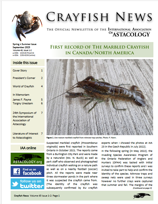 DrCrayfish's tweet photo. Excited to have my article on the front of the 🦞News! @CrayfishIAA https://t.co/yADGiXsavf