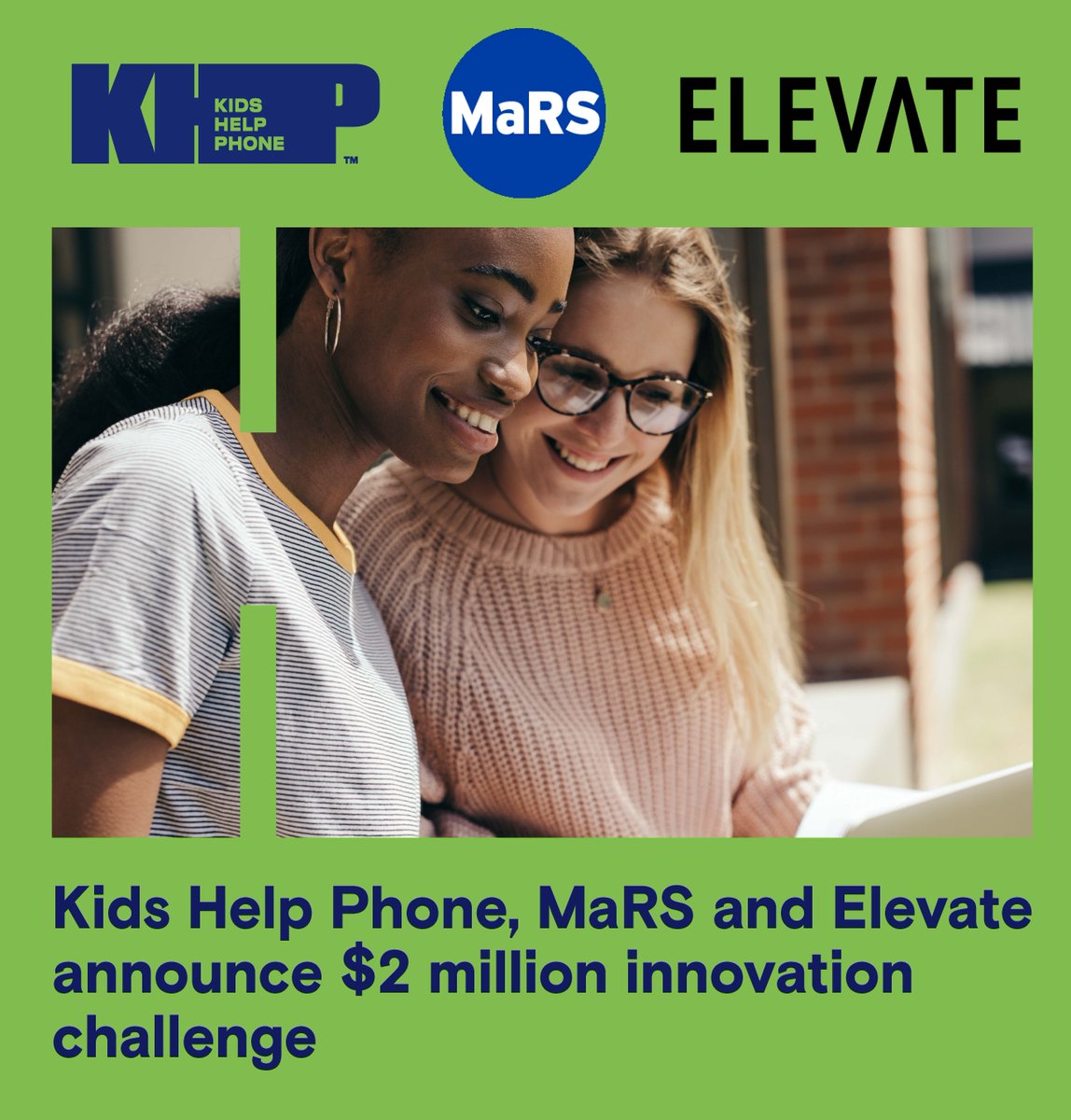 Kids Help Phone, <a href="/MaRSDD/">MaRS</a> and <a href="/ElevateTechCA/">Elevate</a> join forces to create an innovation challenge aimed at developing technology-driven, human-centric mental health solutions for young people. Tap the link to read the full news release: kidshelpphone.ca/publications/k…