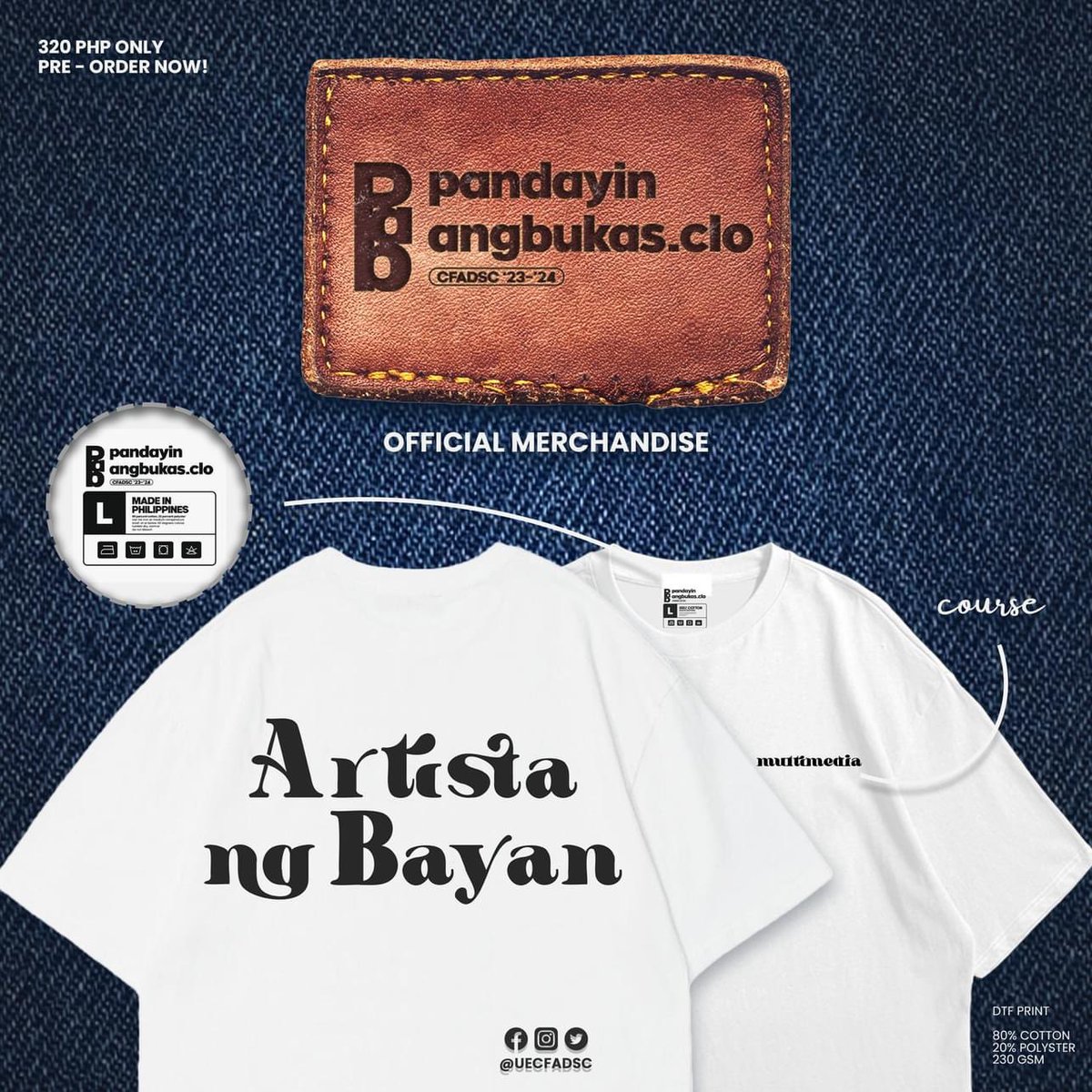 UECFADSC's tweet photo. Pang-OOTD ba ang hanap mo inside the university?

Tara na classmate! Embrace the intersection of creativity and design with our OFFICIAL College of Fine Arts, Architecture, and Design (CFAD) shirt merchandise! Elevate your style while celebrating artistry. https://t.co/Z32HLO8ZLd