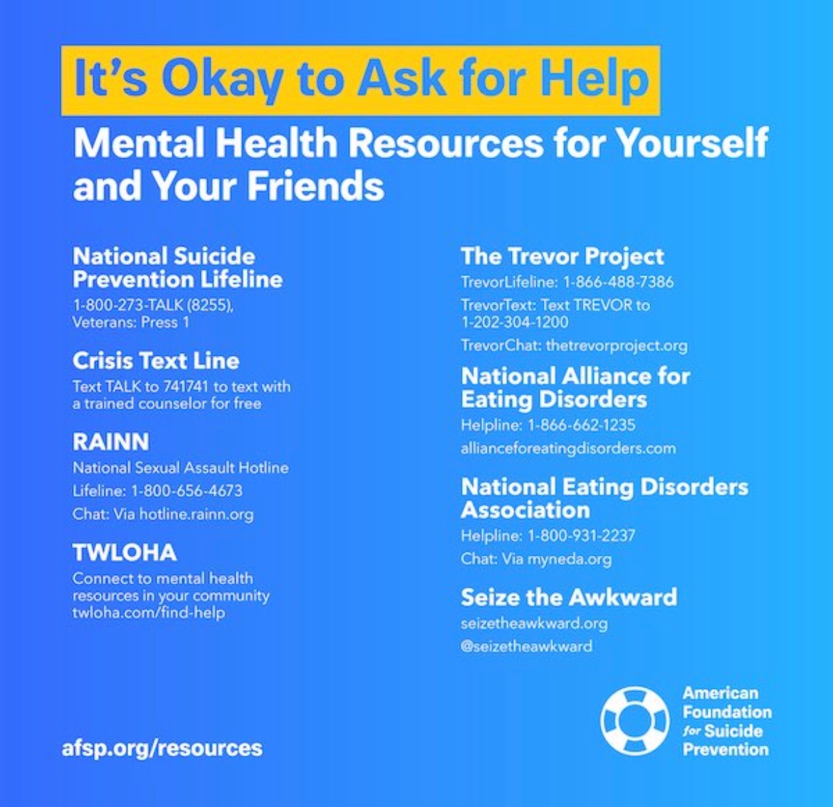 Couldn’t let the month go by without posting these resources, you never know who will need it. This month and always, check on your friends, reach out when you’re struggling, love people well and know the world is a lot better with you here. 🤍 #NationalSuicidePreventionMonth