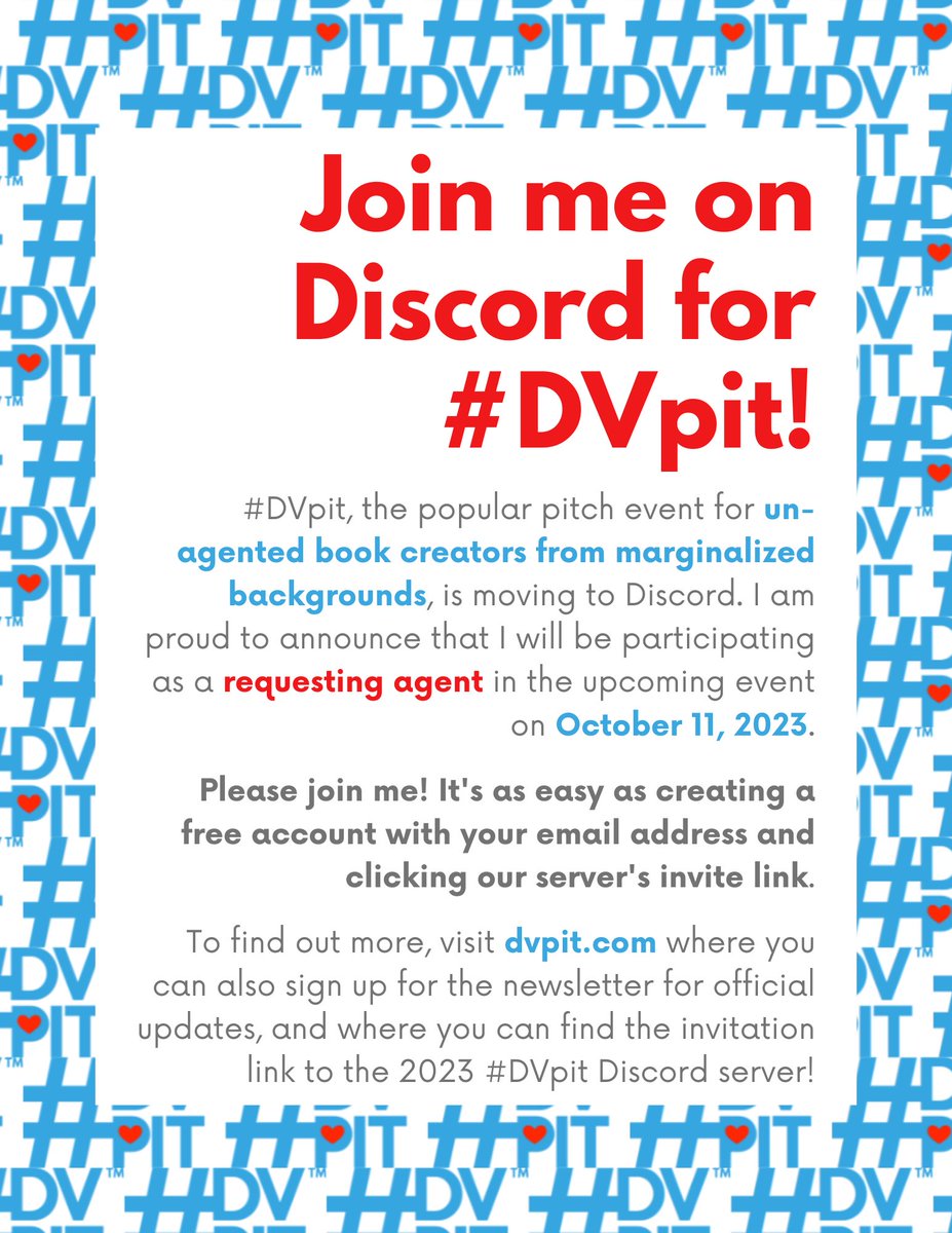 Looking forward to participating in #DVpit on October 11th! #amwriting #amquerying #writingcommunity ⁦<a href="/DVpit_/">#DVpit</a>⁩ #ya #MG #PB