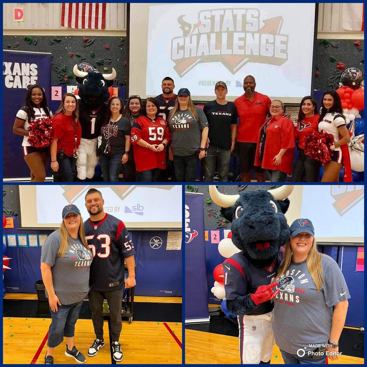 msmoodykms's tweet photo. So excited to kickoff the @HoustonTexans #TexansStatsChallenge next week! Today @lbkellerms  hosted the Texans Stats Challenge Kickoff Assembly! We had a great time with the Houston Texans @blockayyy, @TexansTORO1, @Smitty74allday, @DoughertyDrew, and @TexansCheer! Thank you! https://t.co/lvSB9JTG6W