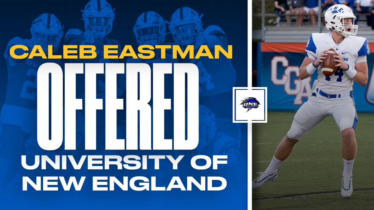 CalebEastman12's tweet photo. I am absolutely honored and proud to announce that I have received my 2nd offer to play for @UNEfootball! Huge thanks to @CoachLichten @CoachTrevT @TimViall and @CoachRuest for providing me with this opportunity to play for their program! @coach_wwright @MrPowerSurge3 @Colonie_FB https://t.co/ZQ1arBNZk2