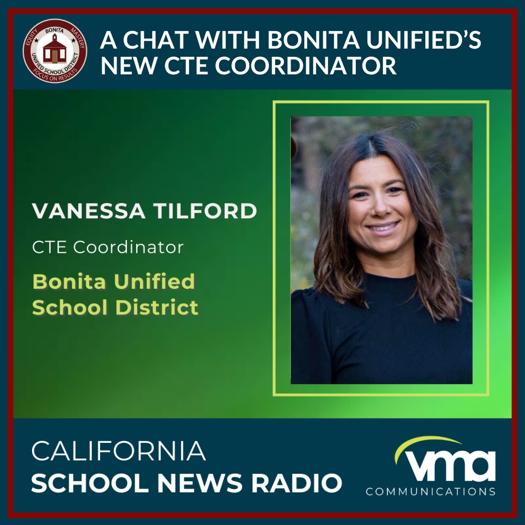 CTE Coordinator Vanessa Tilford was a guest on @CASchoolNews Radio! She discussed reshaping CTE pathway programs, staging our first community resources fair, & partnering with colleges & businesses to create training opportunities for students. Listen now: buff.ly/3Pp1uTg