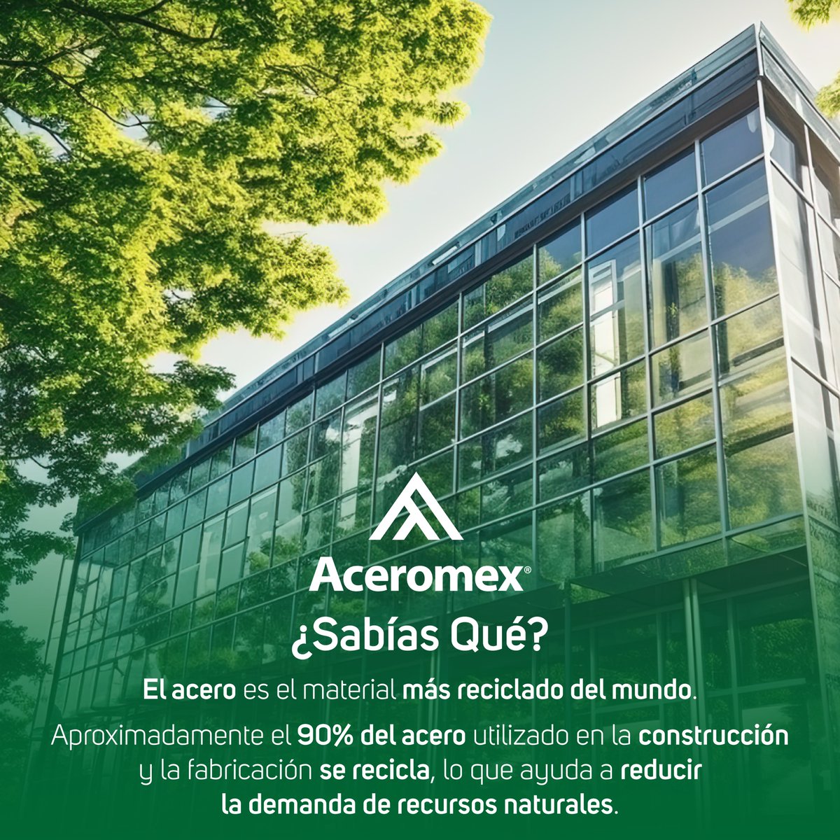 ¿Sabías Qué? | Aceromex ®

El acero es altamente reciclable. De hecho, es el material más reciclado del mundo. Aproximadamente el 90% del acero utilizado en la construcción y la fabricación se recicla, lo que ayuda a reducir la demanda de recursos naturales. ♻️🌎