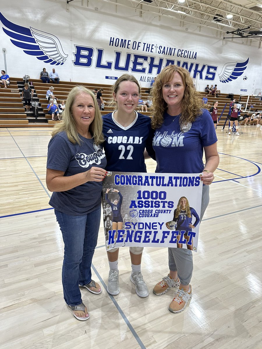 So proud of Sydney. 1,000 Career Assists at Cross County. Best part? The giant cookie. 🍪 🏐 💙