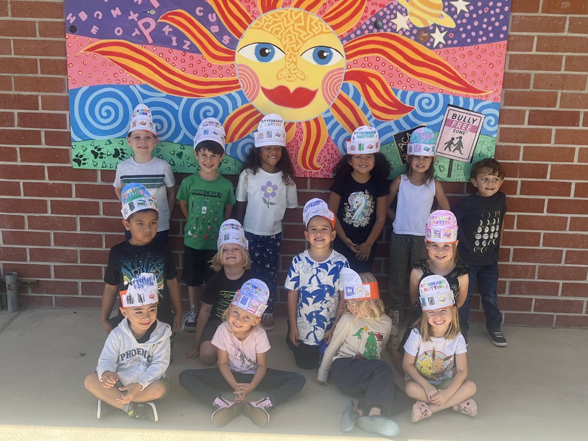 Miss V.’s kindergarteners are  fashionably showing off that attendance matters. 🤩 They had a lesson with Miss Gabby, our school social worker, and Miss Carmen, our school counselor, on why attendance is important. 😊#AcaciaCubs