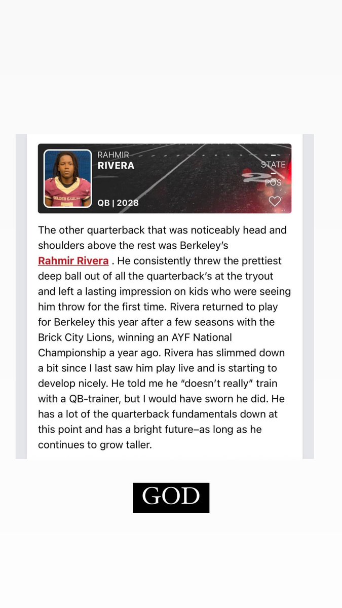 Raul_Rivera732's tweet photo. I told him keep working. One thing  about @AlPopsFootball. I’ve seen him walk right by kids so to me this was huge.2nd article I’m just thankful. Trust the Process! Keep working @RahmirRivera4. off season it’s on!#Reclass?#Only13 https://t.co/paTMQFmlOY