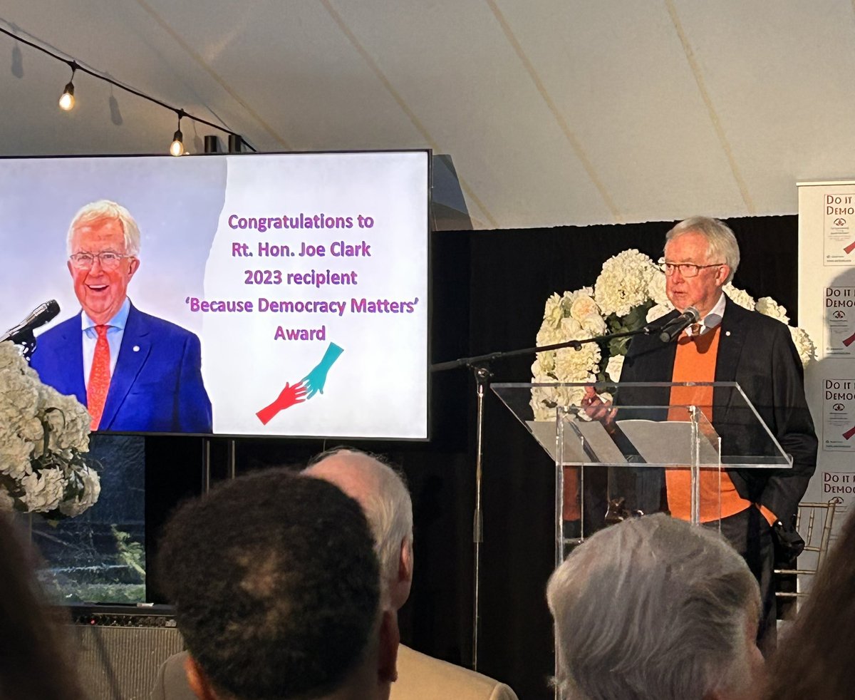 katieefeenan's tweet photo. Democracy today is being challenged, abroad and here in Canada. Great to see a multi- partisan group gathered to recognize the Rt. Hon. Joe Clark’s commitment to democracy and the work of the @parlcent #Di4D https://t.co/CrLHKu98rA