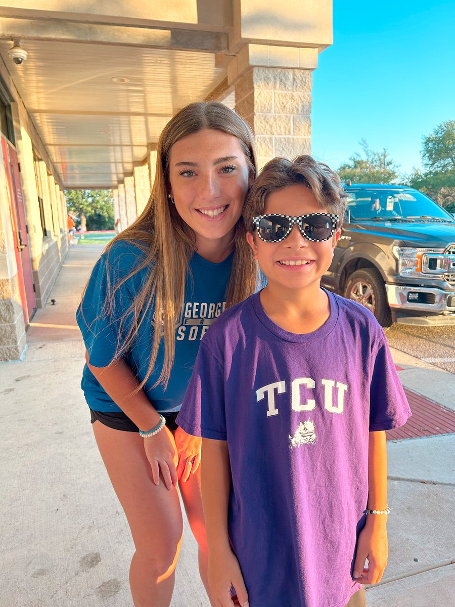 Being an athlete brings so many other opportunities. This morning I got to return to my elementary school and be with one of my favorite kids to babysit, to help open car doors. Thankful that I have others to help me while I get help the younger generation. <a href="/GHS_EagleSB/">Georgetown Softball</a>