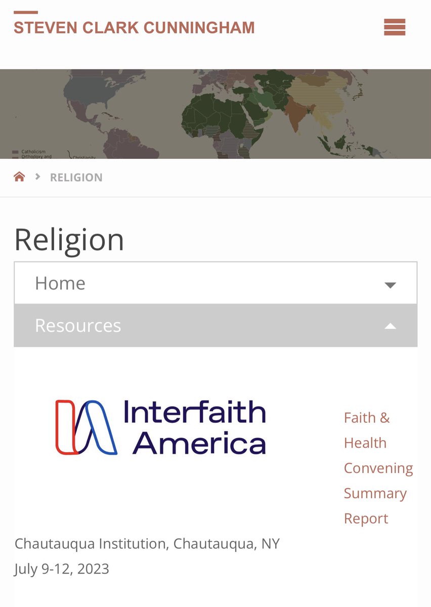 Steven C. Cunningham (@scc_on_religpol) on Twitter photo Friends interested in the intersection of faith and health: here is the summary report from the convening this past July at the Chautauqua Institution: stevenclarkcunningham.net/religion/ then click on “Resources” button. <a href="/interfaithusa/">Interfaith America</a> Friends interested in the intersection of faith and health: here is the summary report from the convening this past July at the Chautauqua Institution: stevenclarkcunningham.net/religion/ then click on “Resources” button. <a href="/interfaithusa/">Interfaith America</a>