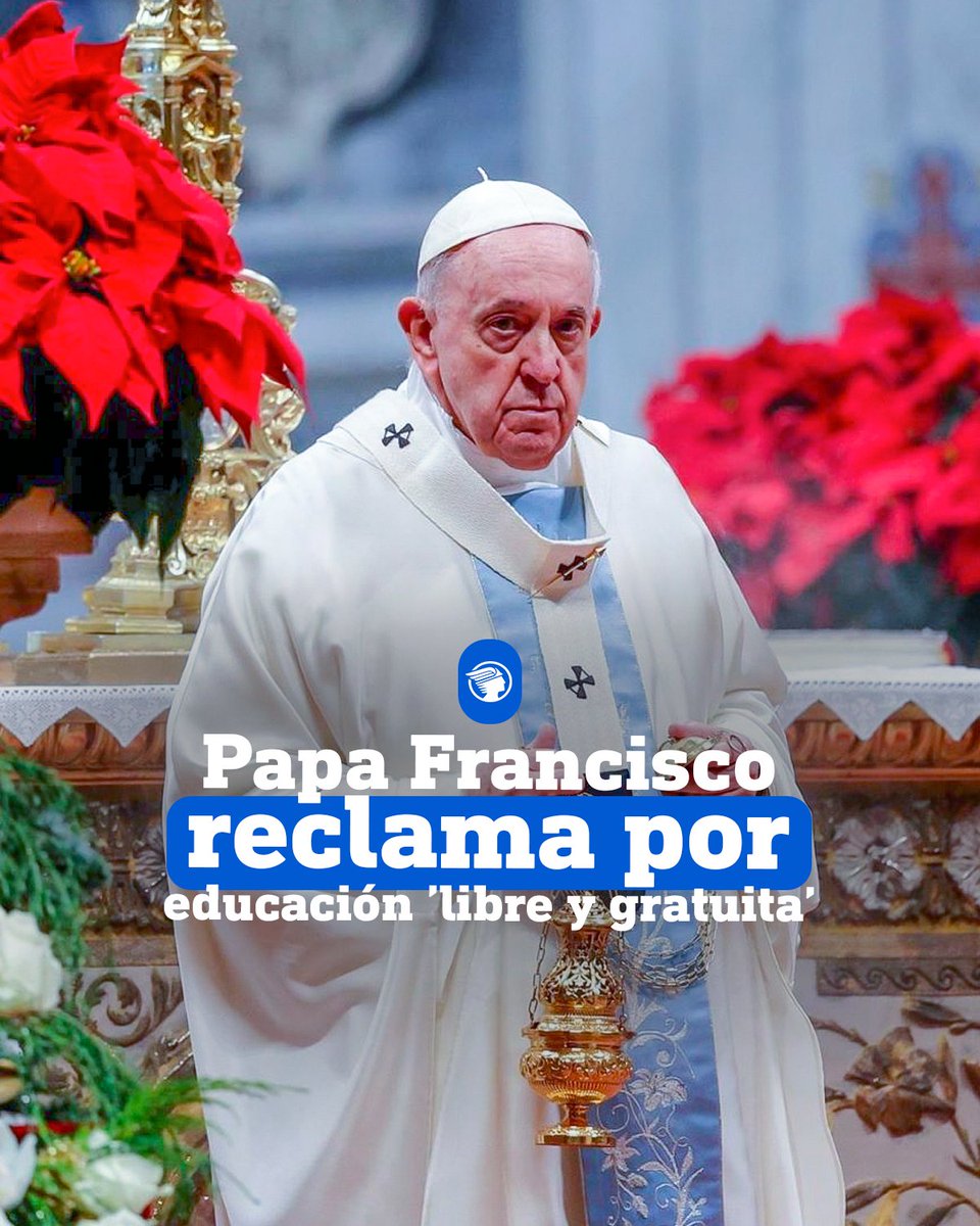 #MUNDO I El #papa Francisco #reclamó este martes en un encuentro virtual, por una #educación «libre y gratuita» y pidió a los políticos que la incluyan en sus propuestas electorales: 👉 bit.ly/3rvFiyY