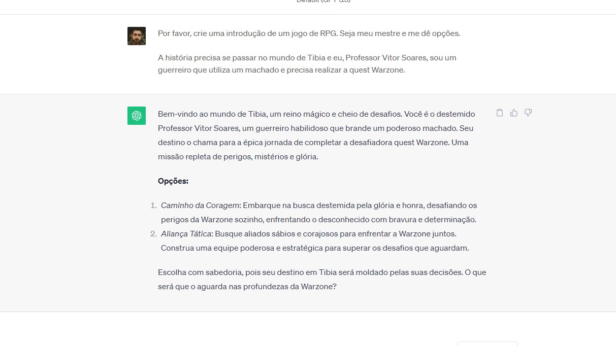 Prof. Vítor Soares on X: Pessoal, vocês já jogaram RPG com o Chat