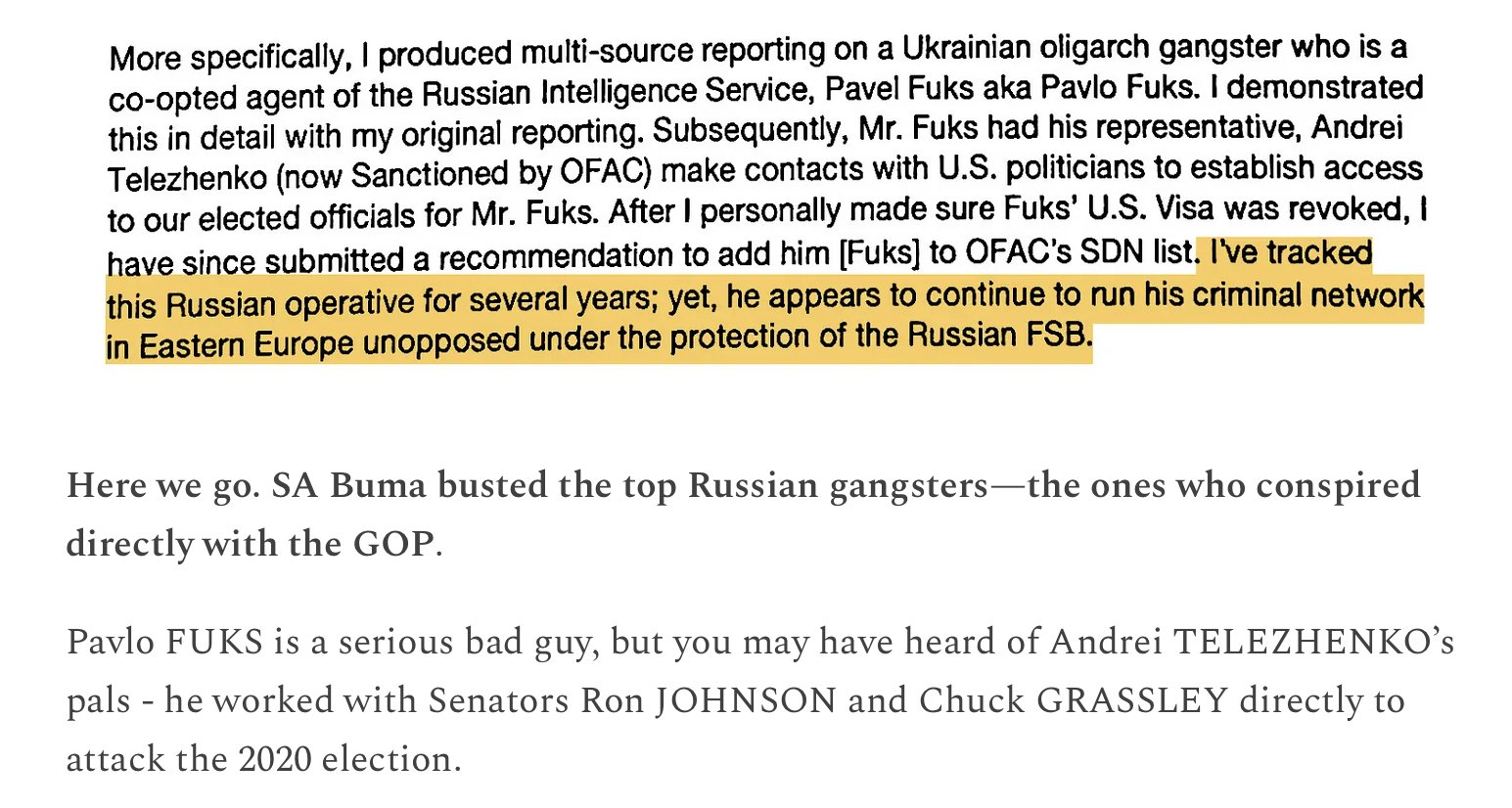 Eric Garland on X: SA Buma not only busted Russian Mafiya bosses, but also  their treasonous assistants...in the U.S. SENATE. That's what the FBI brass  helped safeguard - treason at the highest