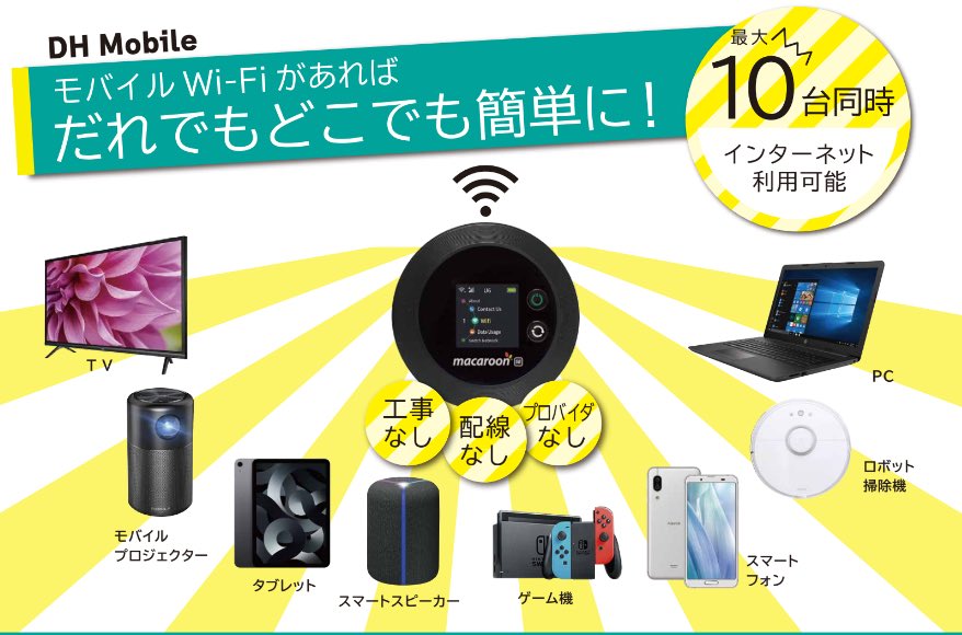teluru_nakano's tweet photo. 【#DHMobile】 #MacaroonSE #クラウドWiFi SIMセット割アリ クラウドWiFi新登場!! 100GBプランが2640円~ クラウドWiFiなのでトリプルキャリア対応で万が一の通信障害時でも安心! #テルル #WiFi #モバイルWiFi #ルーター https://t.co/XSFrHmixgN