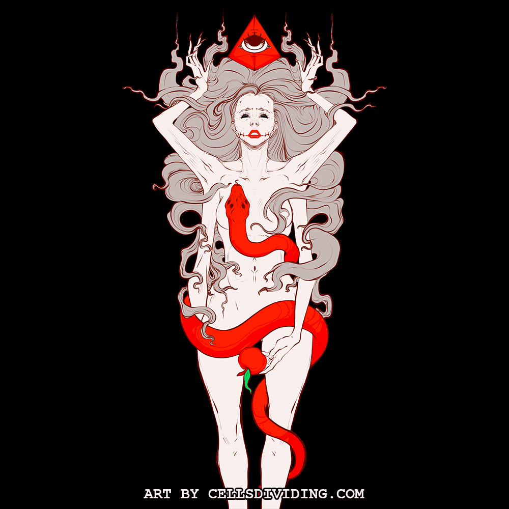 cellsdividing's tweet photo. Eve. 🍎🐍

New artwork I made with Apple Pencil, Procreate, and my Genesis brushset.

#drawing #procreate5 #darkart #weirdart #tattooideas #tattooart https://t.co/n7kc41o8V7