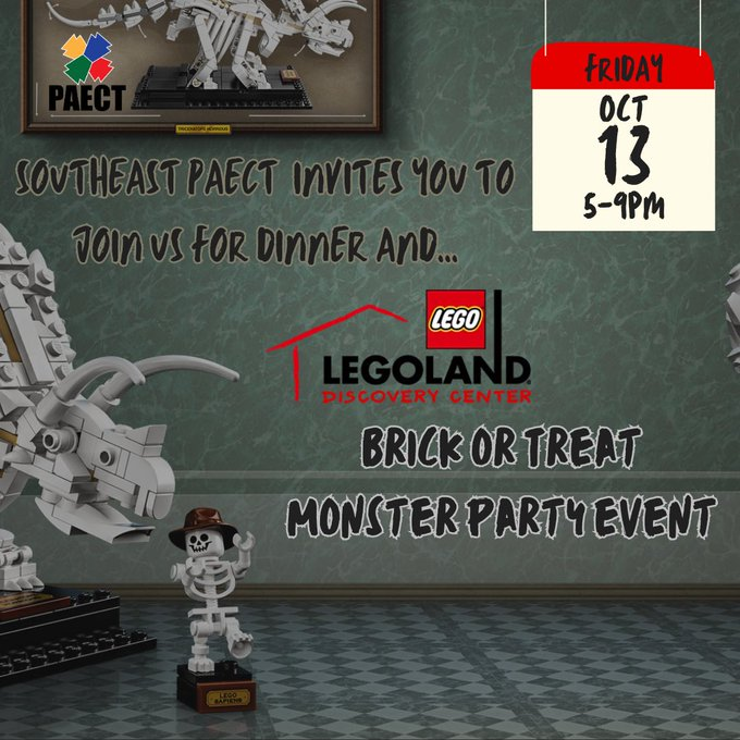 It's not too late to register for Brick or Treat with <a href="/PAECT/">PAECT</a>. We will be meeting at 5pm on Friday the 13th (October) for dinner at Whole Foods before walking over to #Legoland as a group. Please register/RSVP through our link so we have a headcount. #PAECT
paect.org/event-5381124