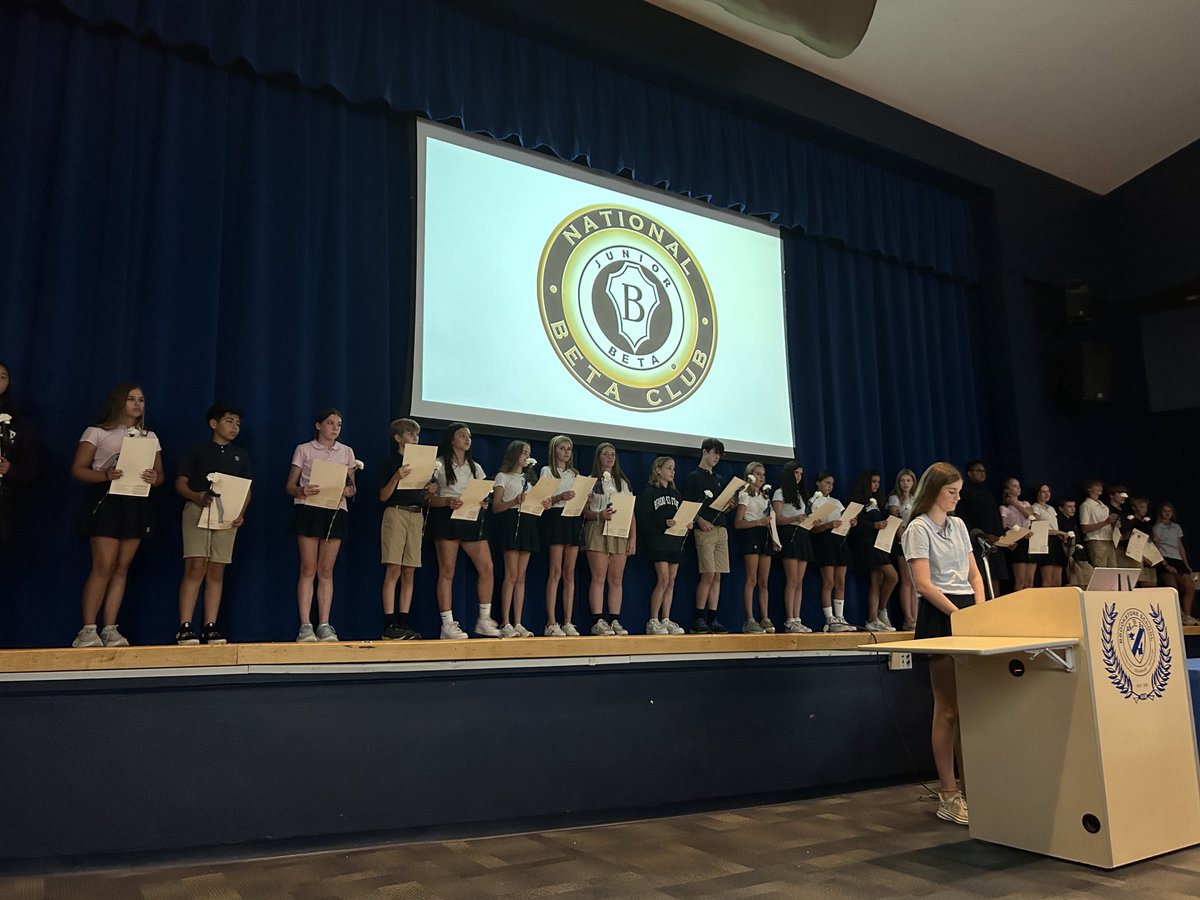Congratulations to this group of ⁦<a href="/BrkstoneCougars/">Brookstone School</a>⁩ 7th and 8th grade students on their induction into the Beta Club today!