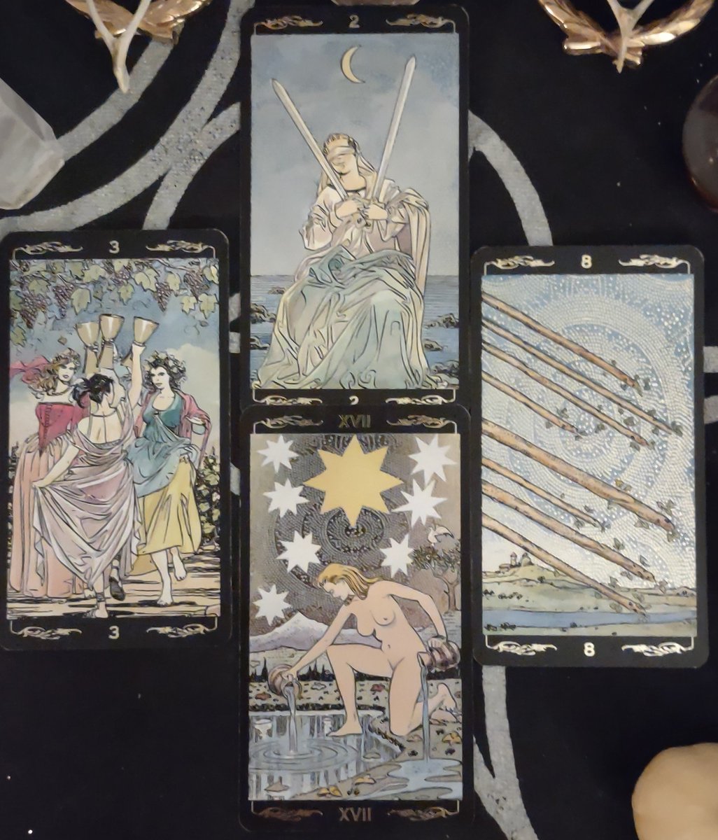 How'd my day go!
The #DailyTarot  fits well within the past week. #WomenEmpowerment #Cupsize
Stay the #course hone in on the timing 
#Tarot2Day in a #4CardDraw on #Target 
#Fullmoon #Aries #HarvestMoon  #Lilith 
#TheStar #September26th 
#Blessings