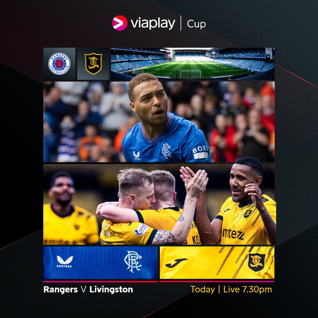 Rangers and Livingston clash at Ibrox later tonight for one of the remaining places in the Viaplay Cup Semi-Finals 🏆🏴󠁧󠁢󠁳󠁣󠁴󠁿 Watch our coverage of the game live from 7.30pm on Viaplay Sports 1 📺 #ViaplayCup | @spfl