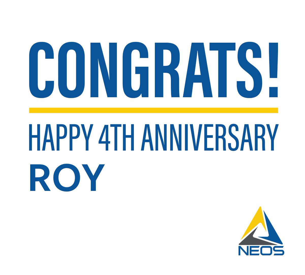 teamNEOS's tweet photo. We are happy to celebrate Roy’s 4th work anniversary with NEOS. Congratulations!
#NEOSanniversary #teamNEOS #leverageNEOS https://t.co/nUPkoTHo5a