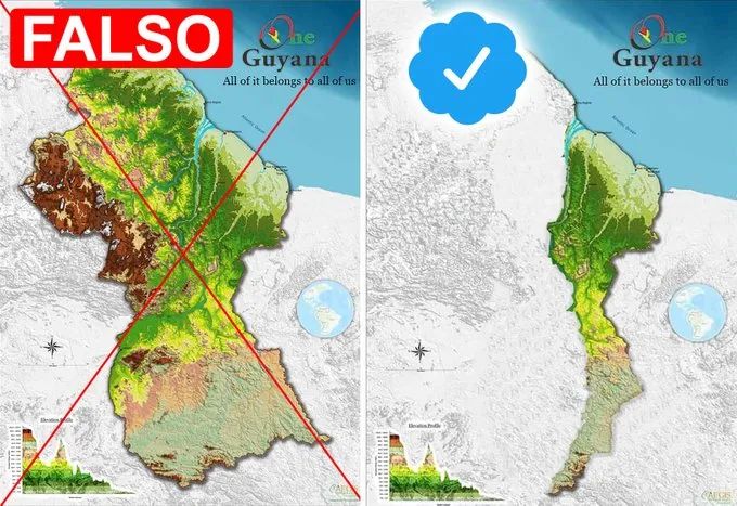 Los guyaneses siguen en su Campaña de difundir un falso Mapa de su país! #Mimapa Es nuestro deber frenar sus pretensiones, su falsedad, su manera de justificar el robo territorial heredado del Reino Unido. El Gobierno de Irfaan Ali y su Cancillería están desesperados por frenar…