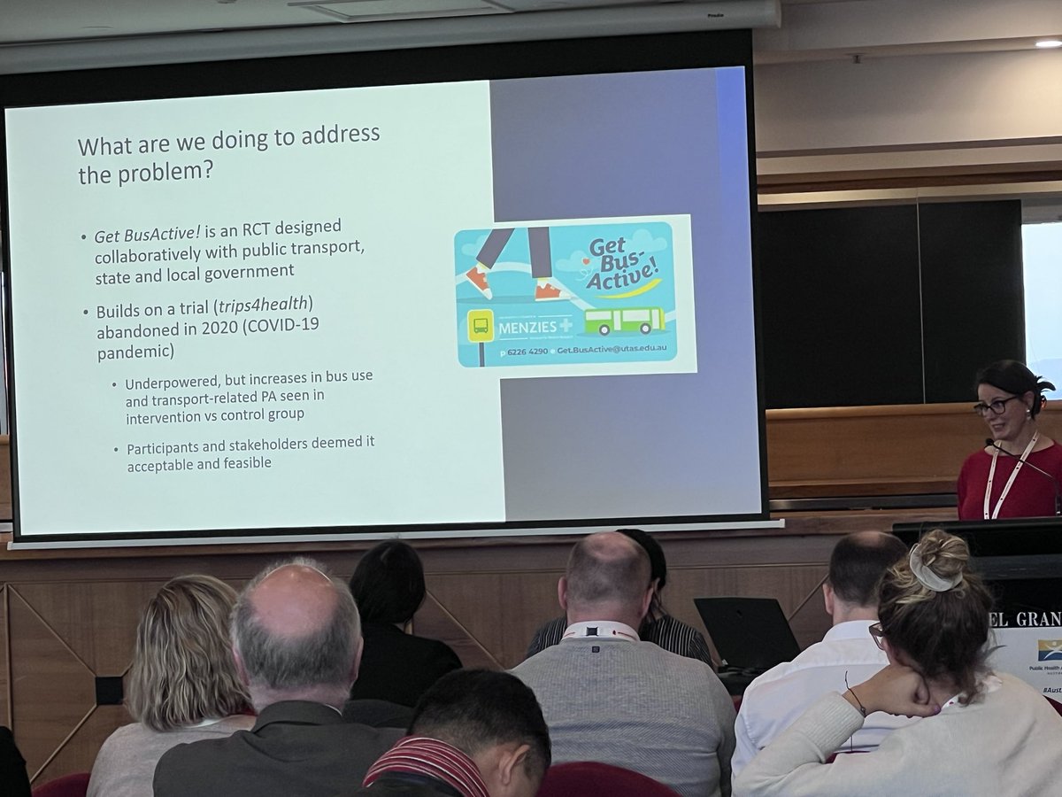 Love this! ‘Get Bus Active’ RCT looking at encouraging better #activetransport #austpa2023 @veritycleland <a href="/UTAS_/">University of Tasmania</a>