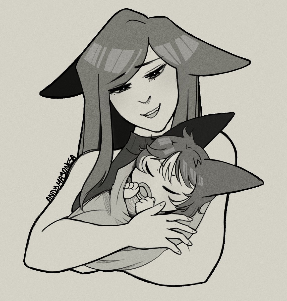 andymayonesa's tweet photo. I almost forgot to post this 😭
I finally draw this precious man holding baby Nari as a gift for @\twinktowns 💖
#Tighnari #GenshinImpact #Taavetti #kitnari https://t.co/Nj493v3iuO