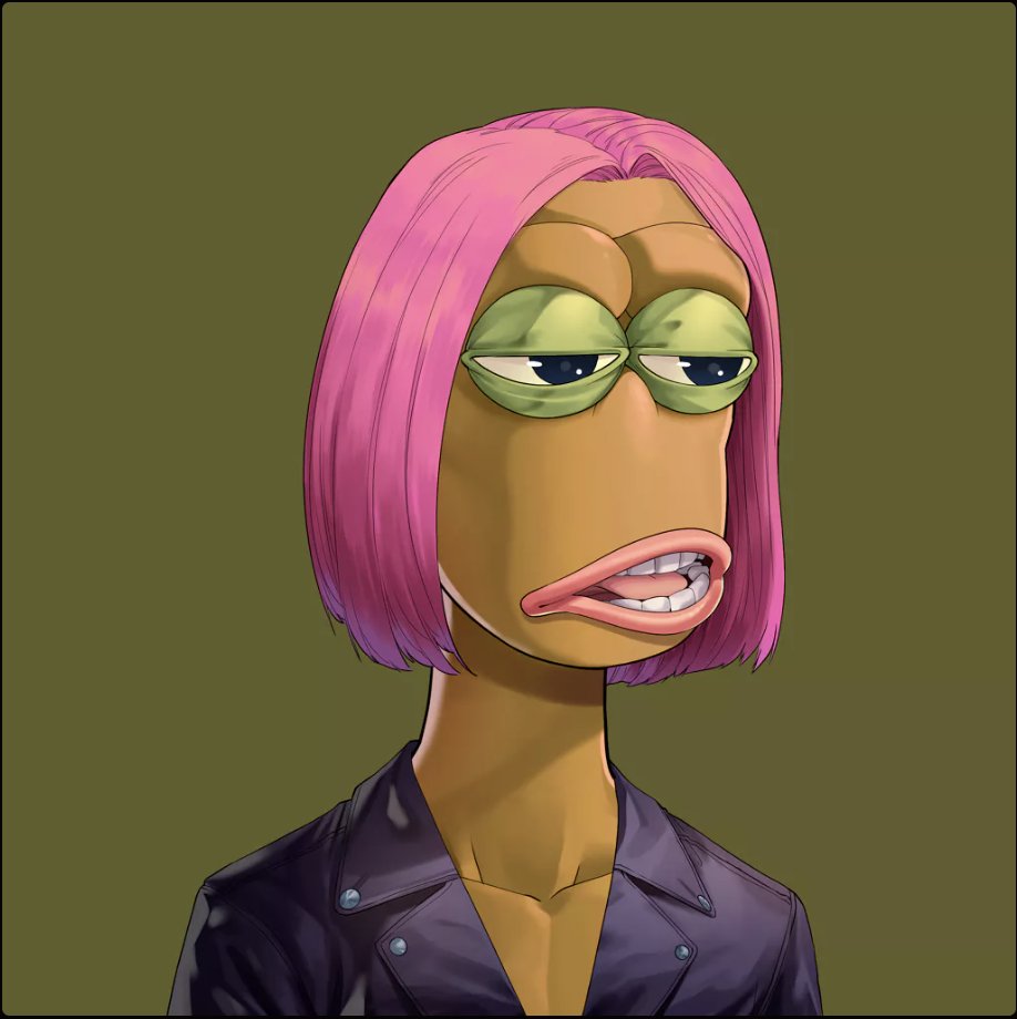 🐸🐸 ***Giveaway***🐸🐸
Giving away this Apepe to a froette.
 TAG a female friend and we'll pick a winner in 24 hours. We need at least 24 tags. 
The perfect candidate should:
1. Love NFTs
2. Love amazing art
3. Love being part of a cool community
Let the onboarding begin 🔥🔥🔥