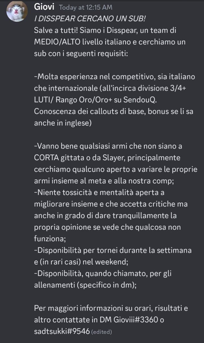 disspear_spl's tweet image. I disspear cercano un sub! Mettete like e retwittate pls, e se credete di essere del livello giusto scriveteci pure