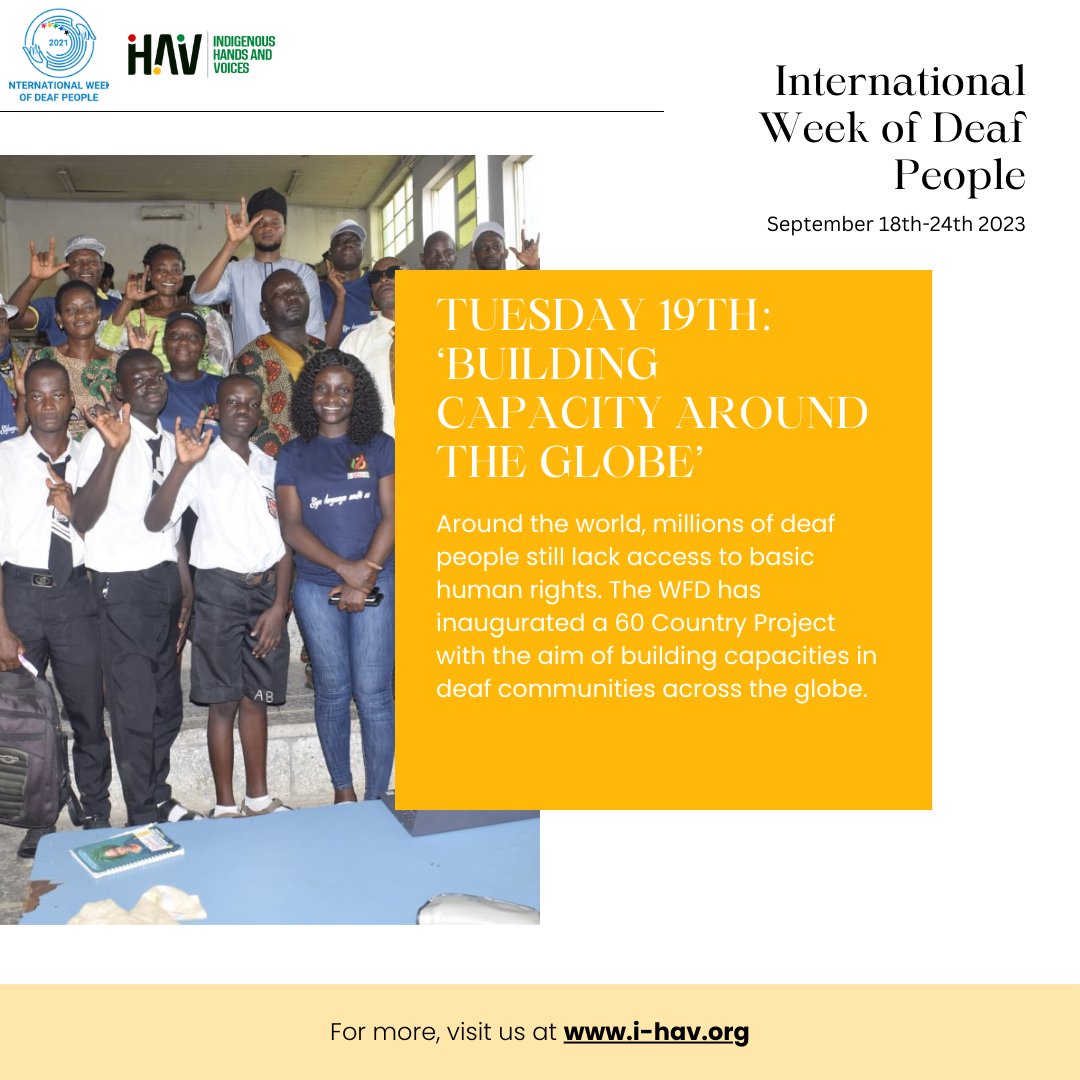 sdeli_org's tweet image. Day 2 of the International Week of Deaf People! Over on our blog, we&apos;re discussing what capacity building looks like across indigenous deaf communities in Africa. Click here: mtr.cool/kqfruvdkrc  #indigenoussignlanguage #iwdp #iwdeaf #capacitybuilding #capacitydevelopment