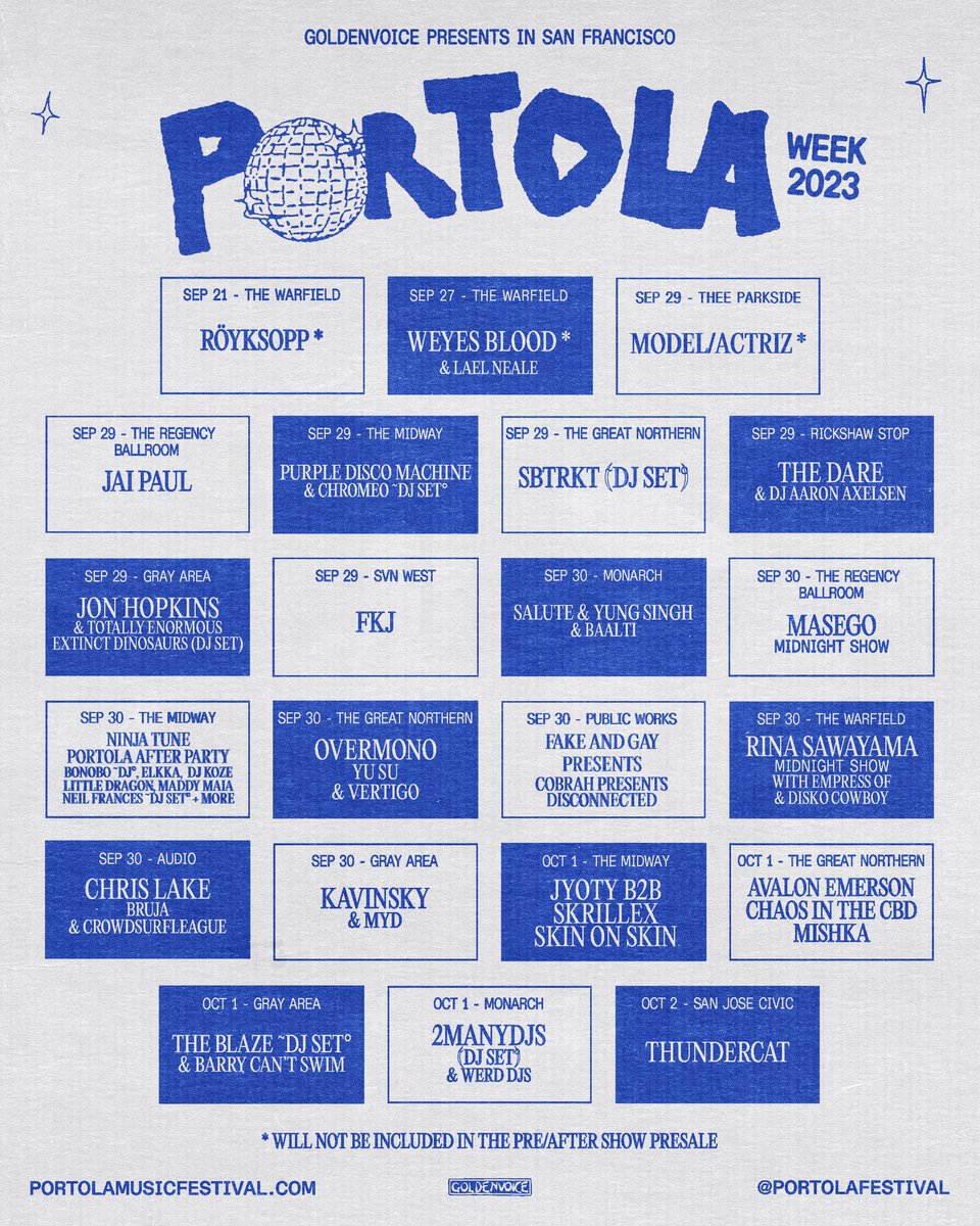 Portola Music Festival schedule