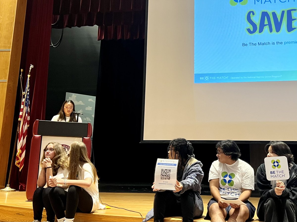 NHSramsHOSA's tweet photo. Be the Match NHS assembly today. Big thank you to the Smith family for sharing their personal success story!  
Be The Match saves lives-will you be the next match?
Stem cell registry signups this SAT, 9/23 from 10-4 at NHs Homecoming, Lasell field @NorthbridgePS https://t.co/oxIMeS0Ufo
