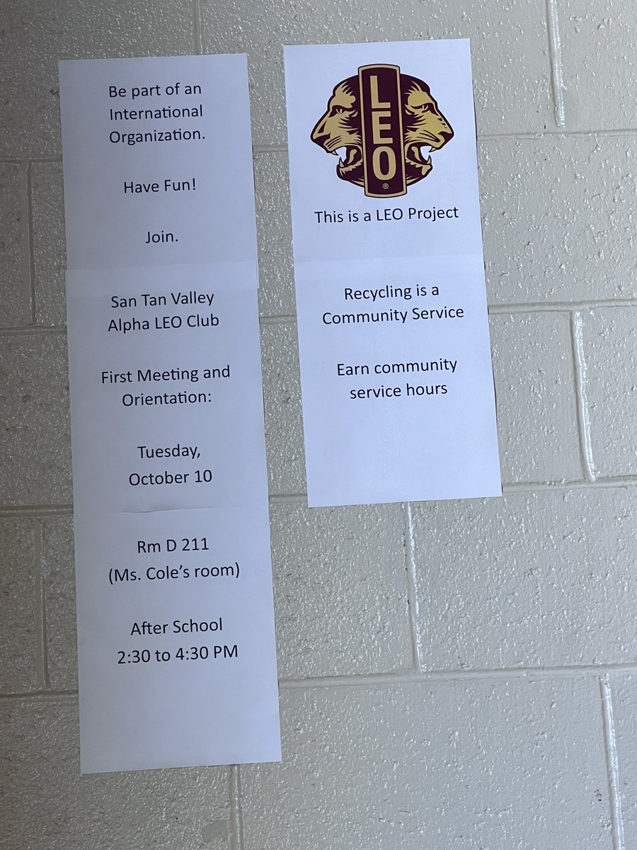 Today the Lions recruited new Leos at Poston Butte High School! The first meeting is on October 10th after school at D211.