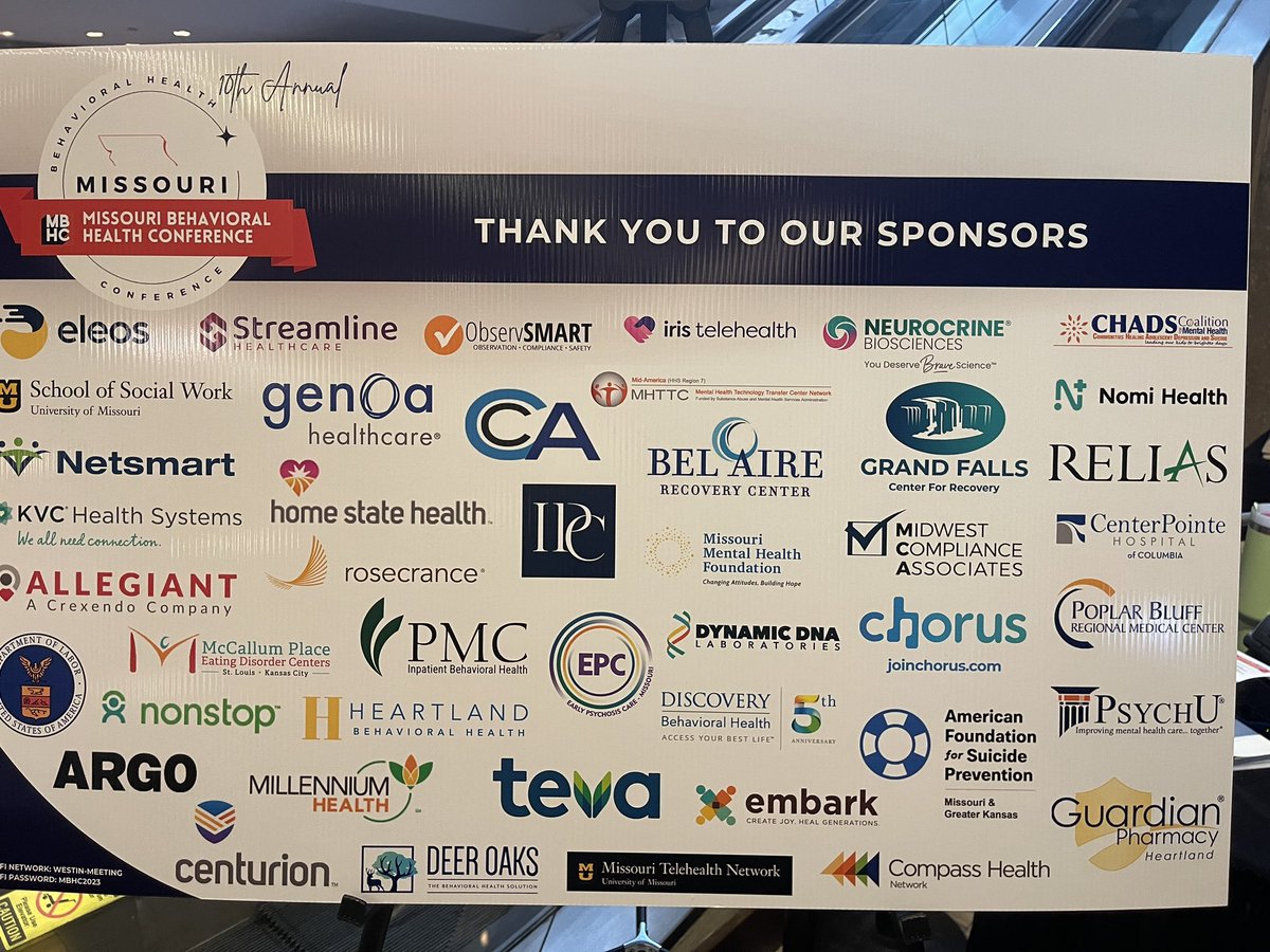 So excited for the start of <a href="/MissouriBHC/">Missouri Behavioral Health Council</a> 10th Annual Conference. Record attendance of 900 and some amazing speakers!  Thanks to our sponsors and all those making the trip to spend a few days together!!