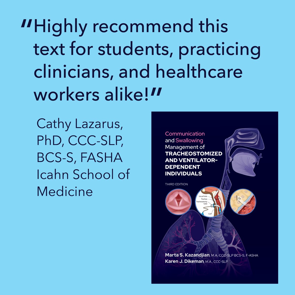 ESBPublishing's tweet photo. "These authors have done a stellar job of updating this text, providing the A-Z on management of this population...This edition incorporates current research advances pertaining to this topic."

Cathy Lazarus, PhD, CCC-SLP, BCS-S, FASHA
Icahn School of Medicine

Order link in bio https://t.co/SOrDpmT45E