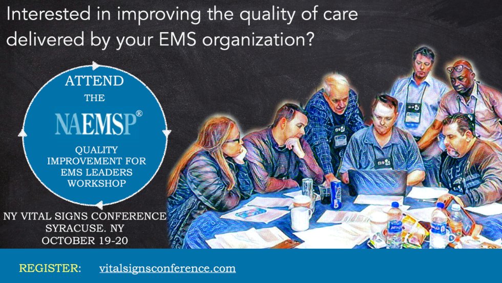 Do you live in NY (or NY-adjacent?) - NY NAEMSP is hosting the NAEMSP Quality Improvement Workshop at the state VS conference.

Taught by <a href="/MTaigman/">Mike Taigman</a> @NikkiBLittle @Crowe <a href="/RedlenerEM_MD/">Michael Redlener</a> &amp; <a href="/maiadorsett/">Maia Dorsett</a> 

Register now: vitalsignsconference.com