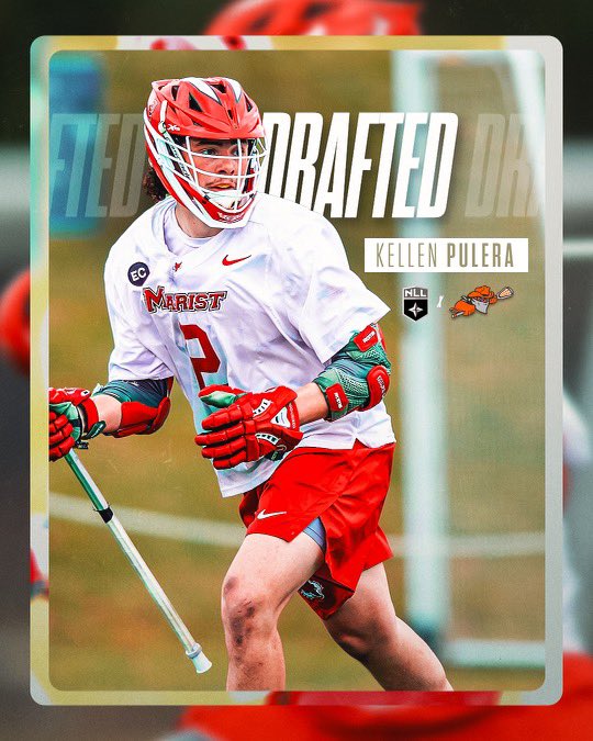 Marist_MensLax's tweet photo. Congrats to @Marist_MensLax Alum Kellen Pulera ‘23 who was selected in this weekend’s @NLL Draft! 

Kellen was picked 68th overall in the 4th round by the @NLLBandits! He is the first @marist player to ever be selected in the NLL draft.

Congrats Kellen!

#MARIST #LACROSSE #EC34 https://t.co/X0L94VFNlD