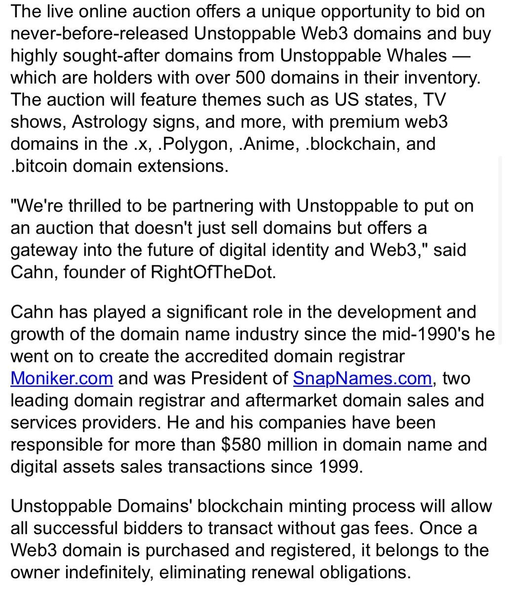 Digital Asset Auctioneer RightOfTheDot Teams Up With Unstoppable Domains To Auction Premium Web3 Domains

— Street Insider

Article: streetinsider.com/dr/news.php?id…

Auction: bid.rotd.com/ui/auctions/10…