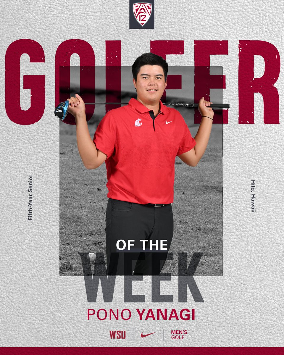 Congratulations to Pono Yanagi for earning Pac-12 Golfer of the Week honors for his winning performance at last week's season-opening Golfweek Fall Challenge event. 

📰 wsucougars.com/news/2023/9/19…

#GoCougs