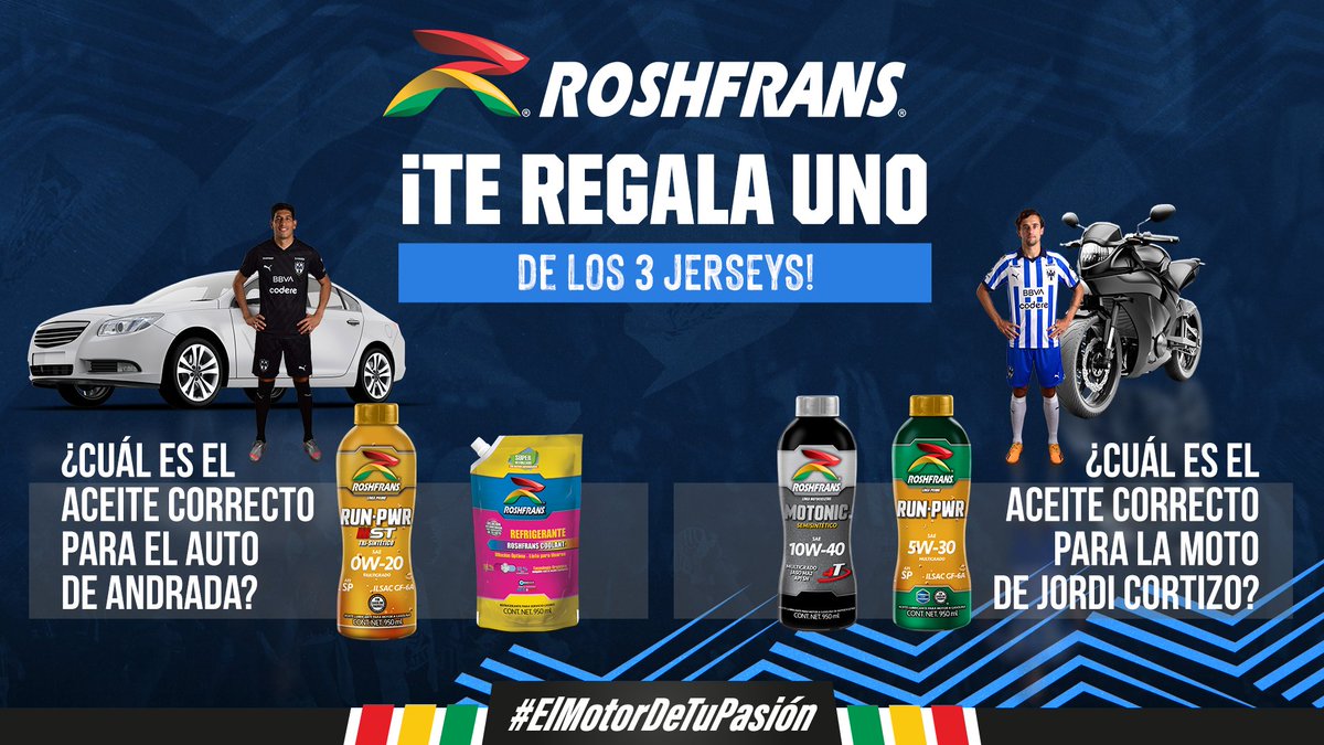 🎁 | ¡Atención!
¡Llegó el momento para la dinámica del Medio Tiempo con Roshfrans®️! 🤠
1️⃣Dale ❤️, RT y sigue a <a href="/RoshfransMX/">Roshfrans</a>

2️⃣Comenta las respuestas correctas
3️⃣Usa #ElMotorDeTuPasión y #ArribaElMonterrey
Un jurado elegirá los GANADORES 🥳

TyC: t.ly/75s_C