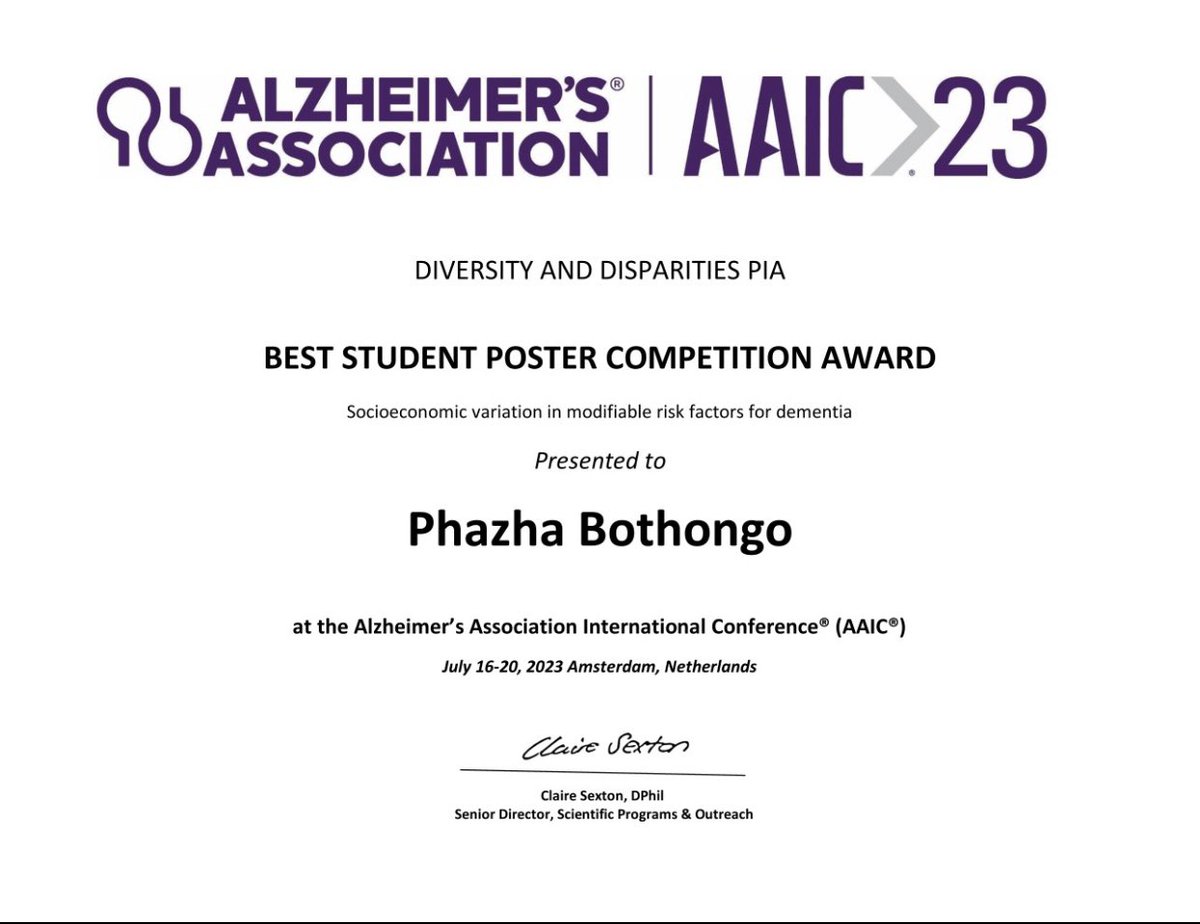 Thrilled to announce I’ve won the Best Student Poster Award in the Diversity and Disparities PIA category at #AAIC2023! Immense thanks to the PIA Awards Committee. This recognition fuels my ongoing work in #DementiaResearch. @ISTAART @alzassociation 🏆