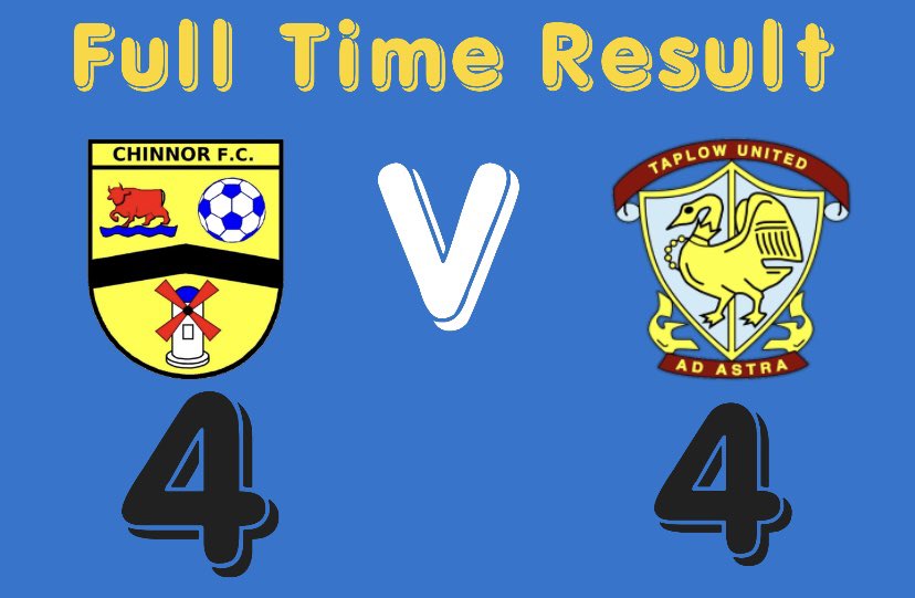 Full Time Result Bad day at the office for the boys. Managed to salvage a point. All the best to @TaplowUnitedFC for rest of the season. #UpTheChin 🔵🟡⚫️