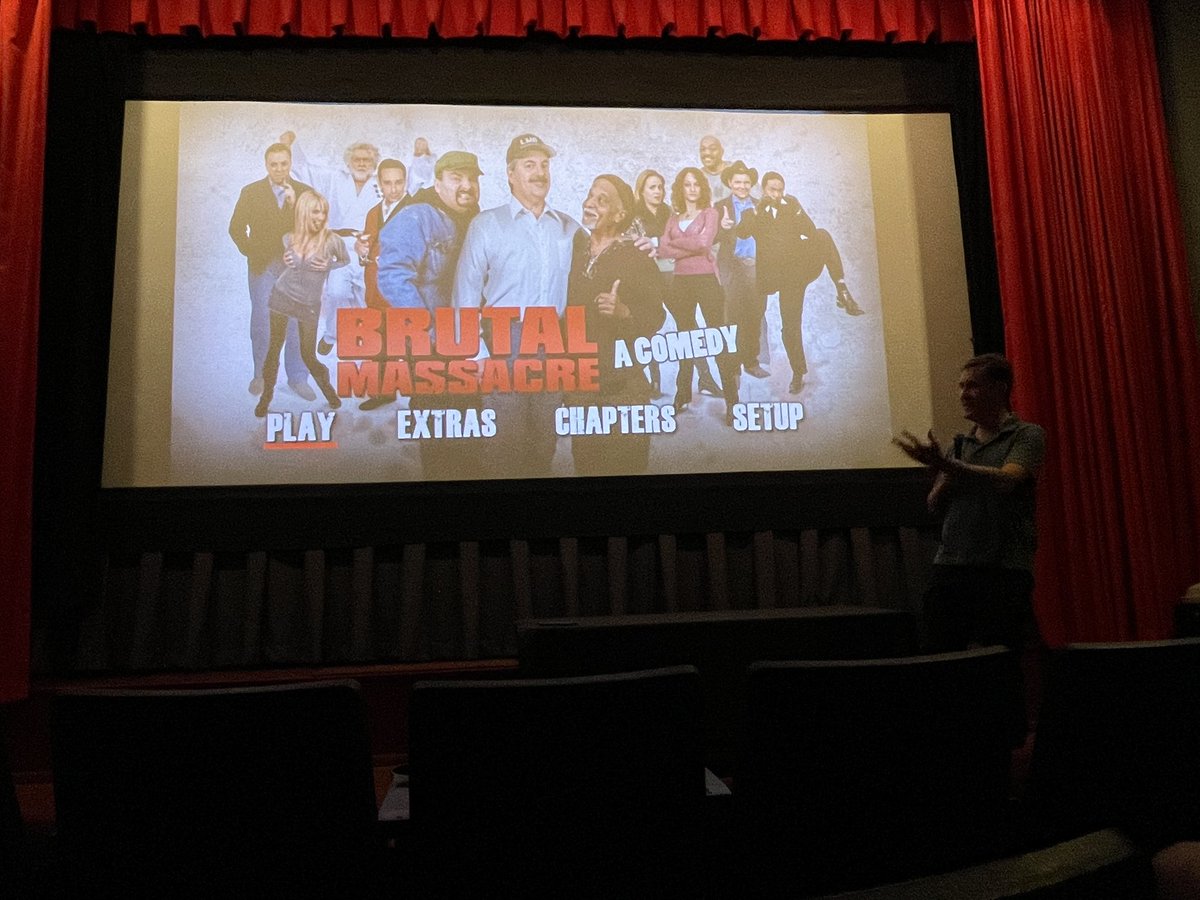 TheMadDogDave's tweet photo. This past weekend’s trip to @SmodCinemas was for Tusk with @ThatKevinSmith, @genirodriguez, @justinlong, and Mr. tusk as well as Brutal Massacre with @BrianCOHalloran! Fun times at the castle. #WalrusYes https://t.co/YkIdyHcDye